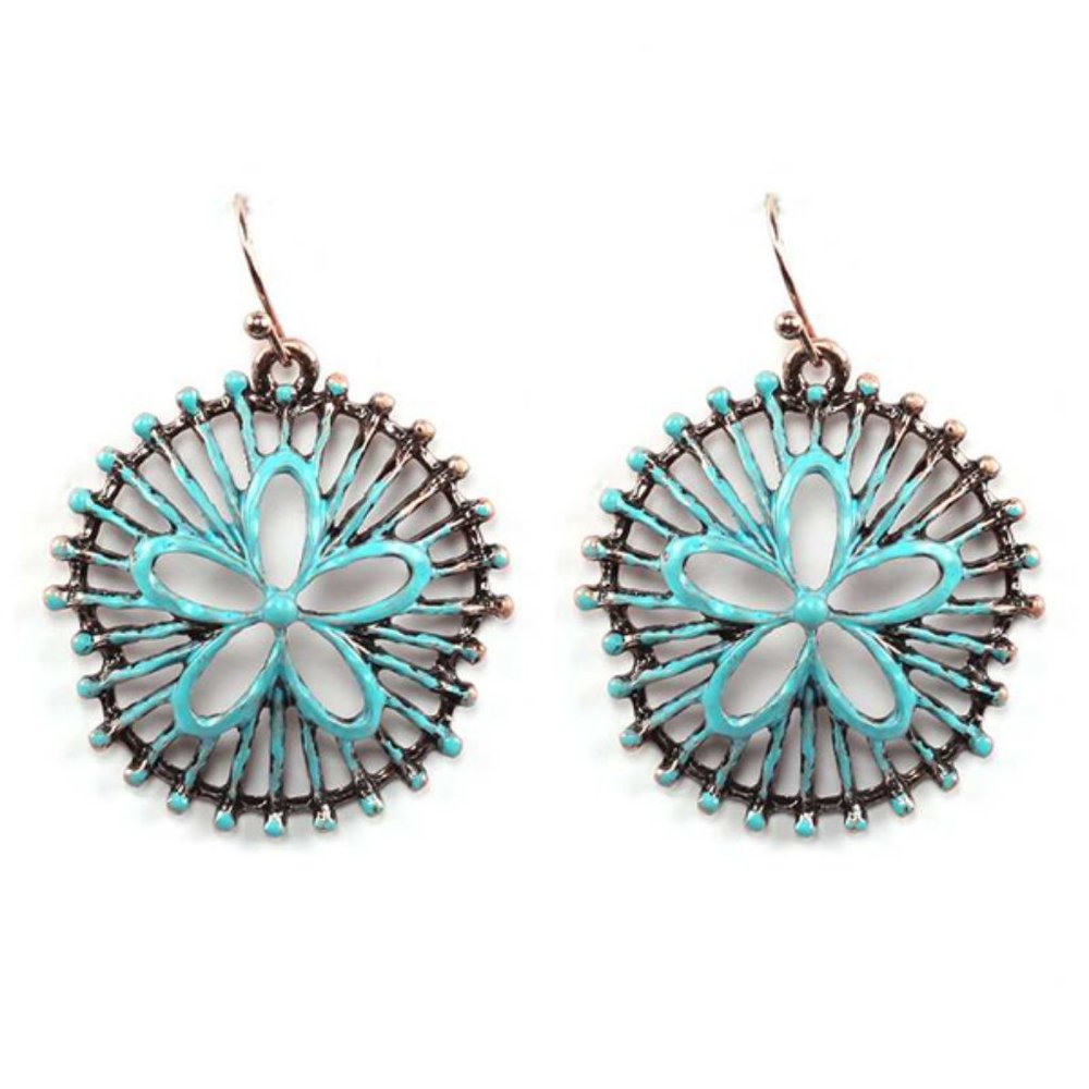 Sand Dollar Drop Hook Earrings Boho Hippie Style